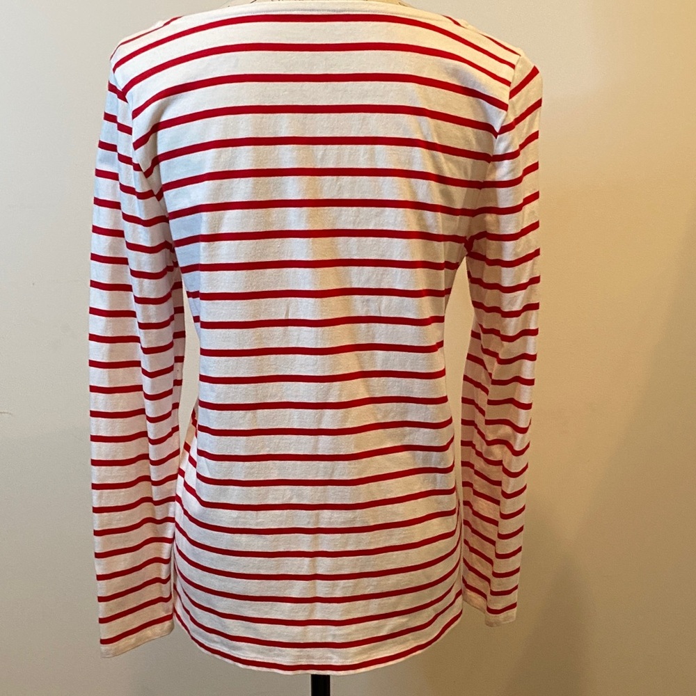 Talbots Striped Red and White Holly Berry Top - Picture 3 of 4